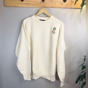 Vintage Preppy Sweater Andrew Rohan Embroidered Silver Legacy Reno 90s Y2K White